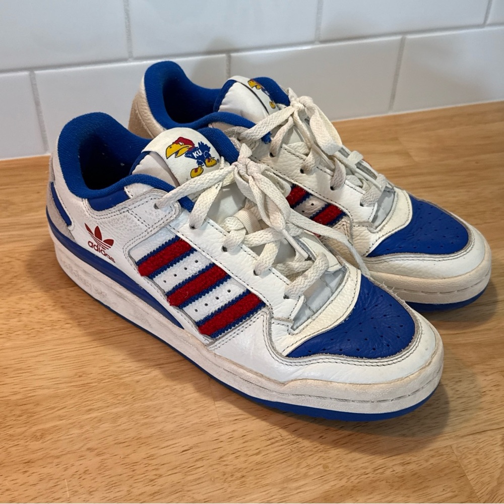 Adidas NCAA x Forum Low Kansas IE7699 Size 7 Fast Shipping Used